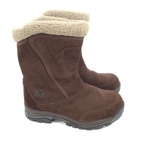 Sorel Water Fall 1964 Pac Suede Snow Boots Size 6.5 Womens Dark Brown Leather - Picture 1 of 8